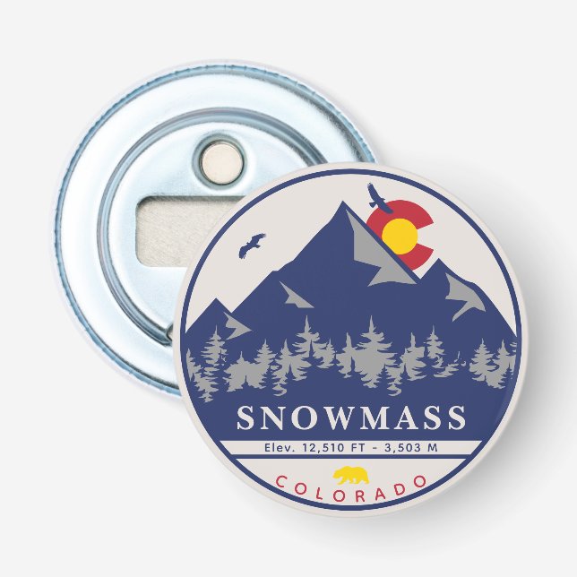 Snowmass Colorado Retro Sunset Ski Souvenirs Bottle Opener (Front)