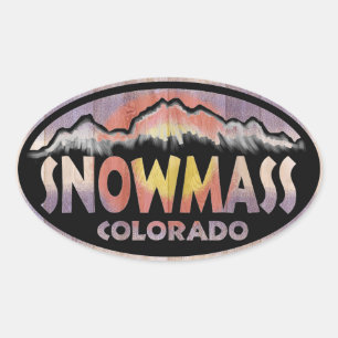 Snowmass Colorado wooden flag oval stickers