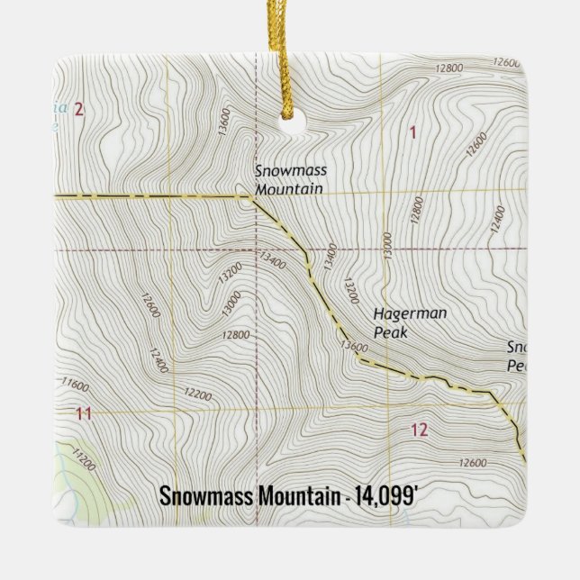 Snowmass Mountain Topographic Map Ceramic Ornament (Front)