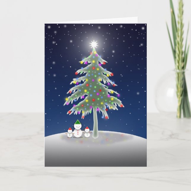 Snowmen and Christmas Tree Card (Front)