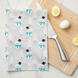 Snowmen and Christmas Trees  Tea Towel