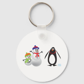Snowmen and Penguin Key Ring