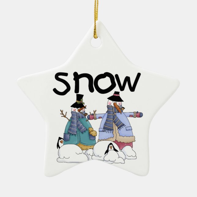 Snowmen and Penguins Holiday Ornament (Front)