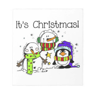 Snowmen and Penguins It's Christmas Festive Notepad