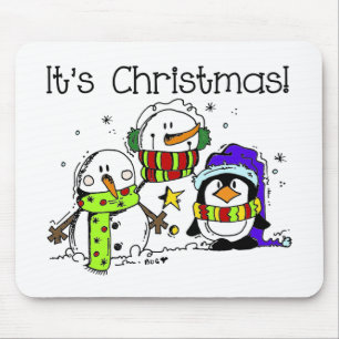 Snowmen and Penguins It's Christmas Mouse Mat