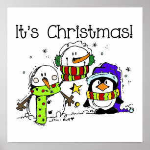 Snowmen and Penguins It's Christmas Poster