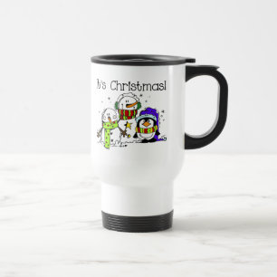 Snowmen and Penguins It's Christmas Travel Mug