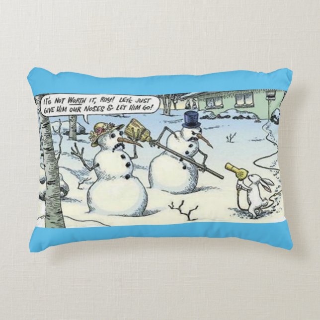 Snowmen and Rabbit Standoff Decorative Cushion (Front)