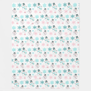 Snowmen and Snowflakes Christmas Holiday Fleece Blanket
