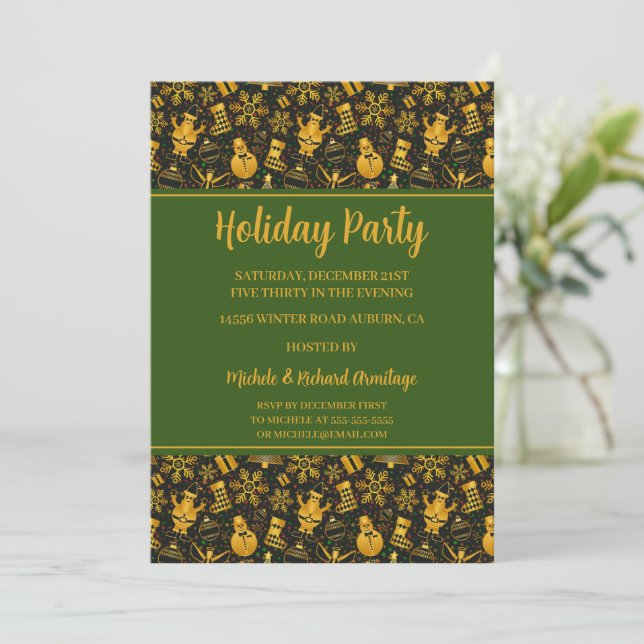Snowmen and Snowflakes Holiday Party Invitation (Standing Front)
