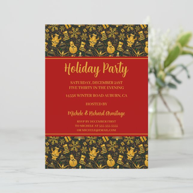 Snowmen and Snowflakes Holiday Party Invitation (Standing Front)