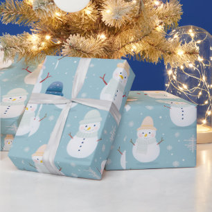 Snowmen and Snowflakes Modern Christmas Wrapping Paper