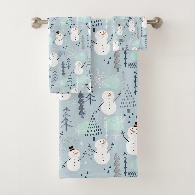 Snowmen Bath Towel Set (Insitu)