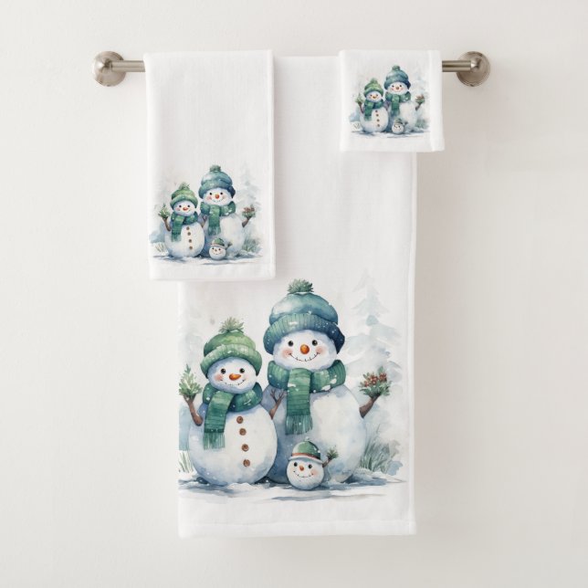 Snowmen  bath towel set (Insitu)