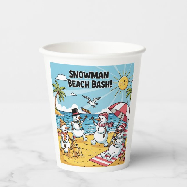 Snowmen Beach Bash Paper Cups (Front)