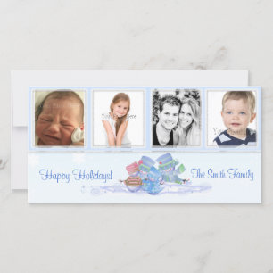 Snowmen Blue Photo Card