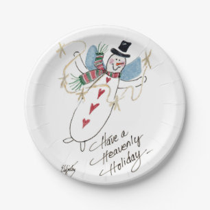 SnowMen can be Angels too  Paper Plate