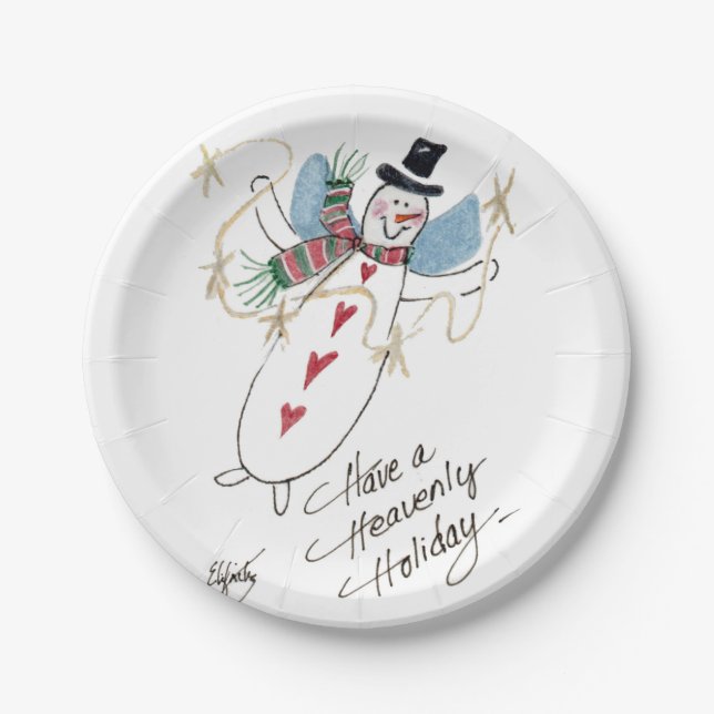 SnowMen can be Angels too  Paper Plate (Front)