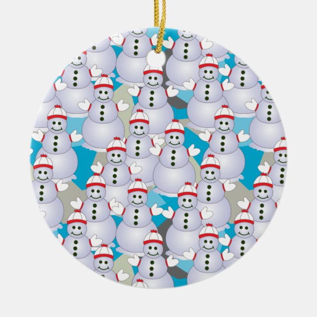 Snowmen Ceramic Ornament (Front)