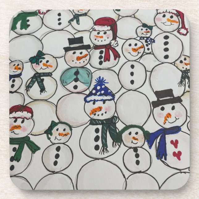 Snowmen christmas Ornament Hand Painted snowman Coaster (Front)