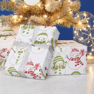 Snowmen Christmas Ornaments Gifts White Christmas Wrapping Paper