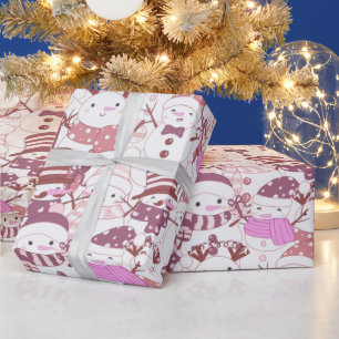 Snowmen Christmas Ornaments Gifts White Christmas Wrapping Paper