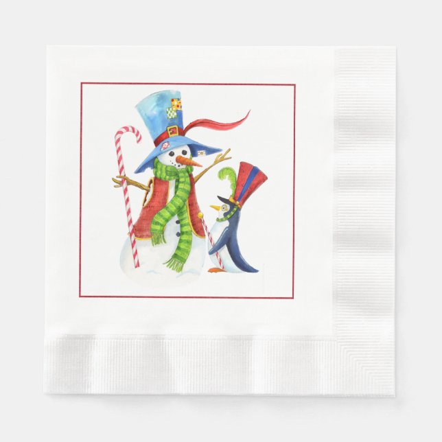 Snowmen Christmas Paper Napkins (Front)