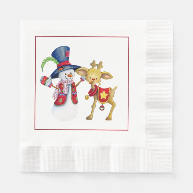 Snowmen Christmas Paper Napkins (Front)