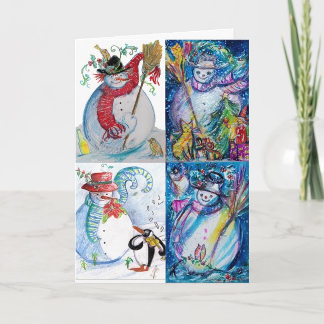 SNOWMEN CHRISTMAS  PARTY AND PENGUIN'S SERENADE HOLIDAY CARD (Front)