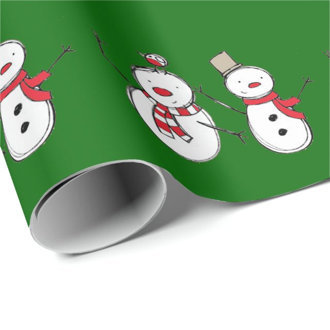 Snowmen Christmas Pattern Wrapping Paper (Roll Corner)