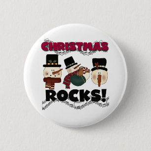 Snowmen Christmas Rocks 6 Cm Round Badge