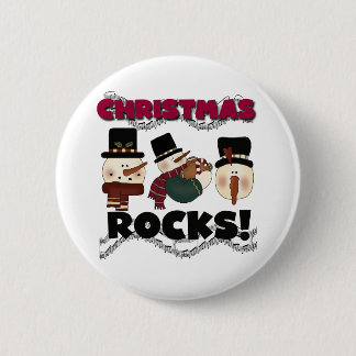 Snowmen Christmas Rocks 6 Cm Round Badge