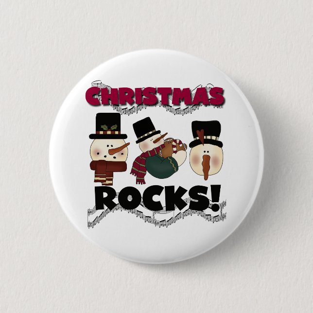 Snowmen Christmas Rocks 6 Cm Round Badge (Front)