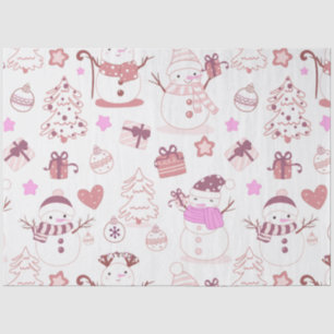 Snowmen Christmas Trees Ornaments Hearts Christmas Tissue Paper