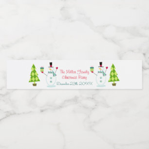 Snowmen Christmas Water Bottle Label