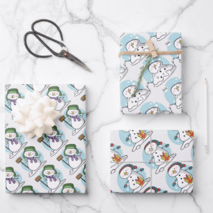 Snowmen Christmas Wrapping Paper Sheets