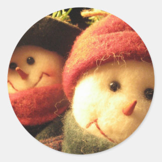Snowmen Classic Round Sticker
