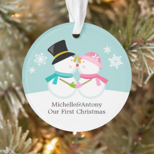 Snowmen Couple Custom Christmas Ornament