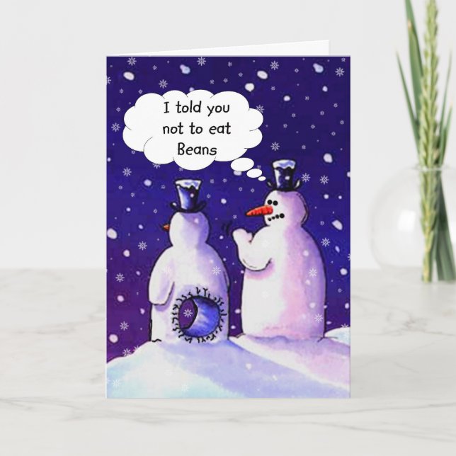 Snowmen Don't Eat Beans Holiday Card (Front)