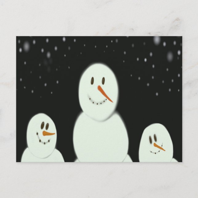 Snowmen Enjoying The Starry Night Painting Postcard (Front)