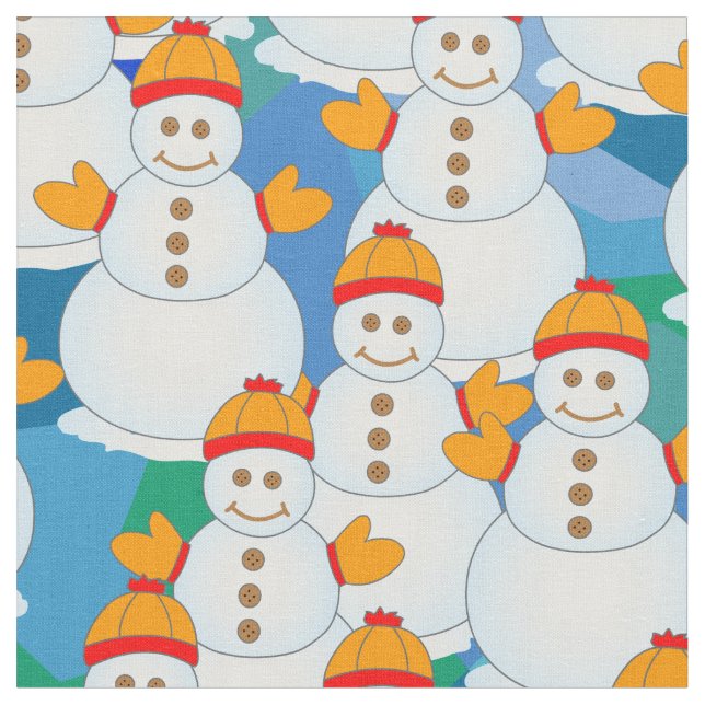 Snowmen Fabric (Close Up)
