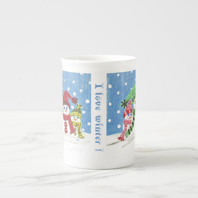 Snowmen family Bone China mug (Front)