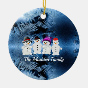 Snowmen Family of Four Ceramic Ornament