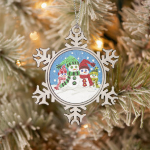 Snowmen family Pewter ornament