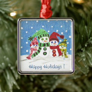 Snowmen family premium Christmas ornament