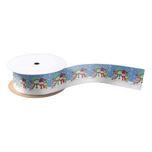 Snowmen family satin ribbon
