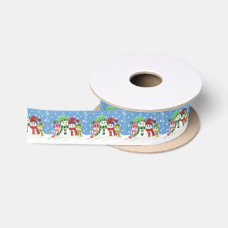 Snowmen family satin ribbon