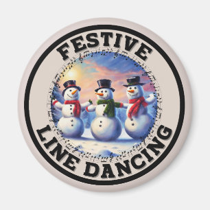 Snowmen Festive Line Dancing Magnet