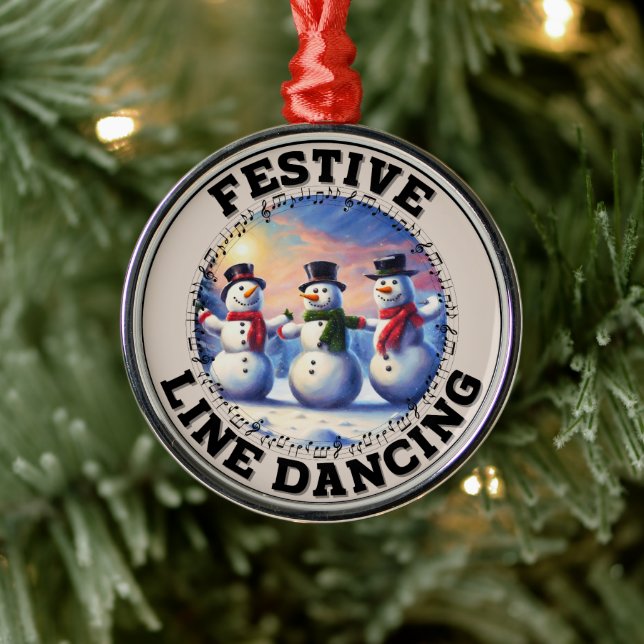 Snowmen Festive Line Dancing Metal Tree Decoration (Tree)