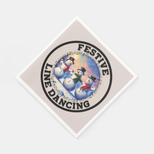 Snowmen Festive Line Dancing Napkin